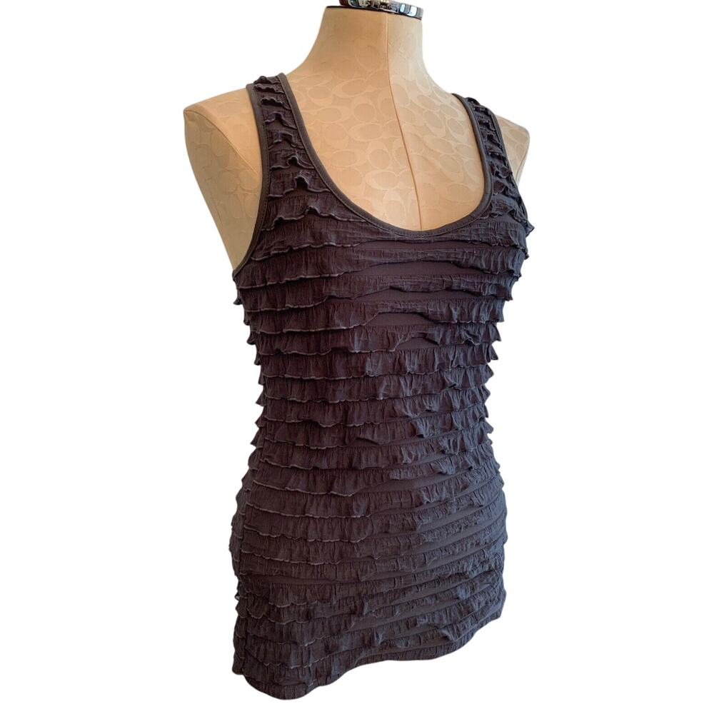 Medium Julies Closet Gray Ruffled Racerback Sleeveless Shirt Tank